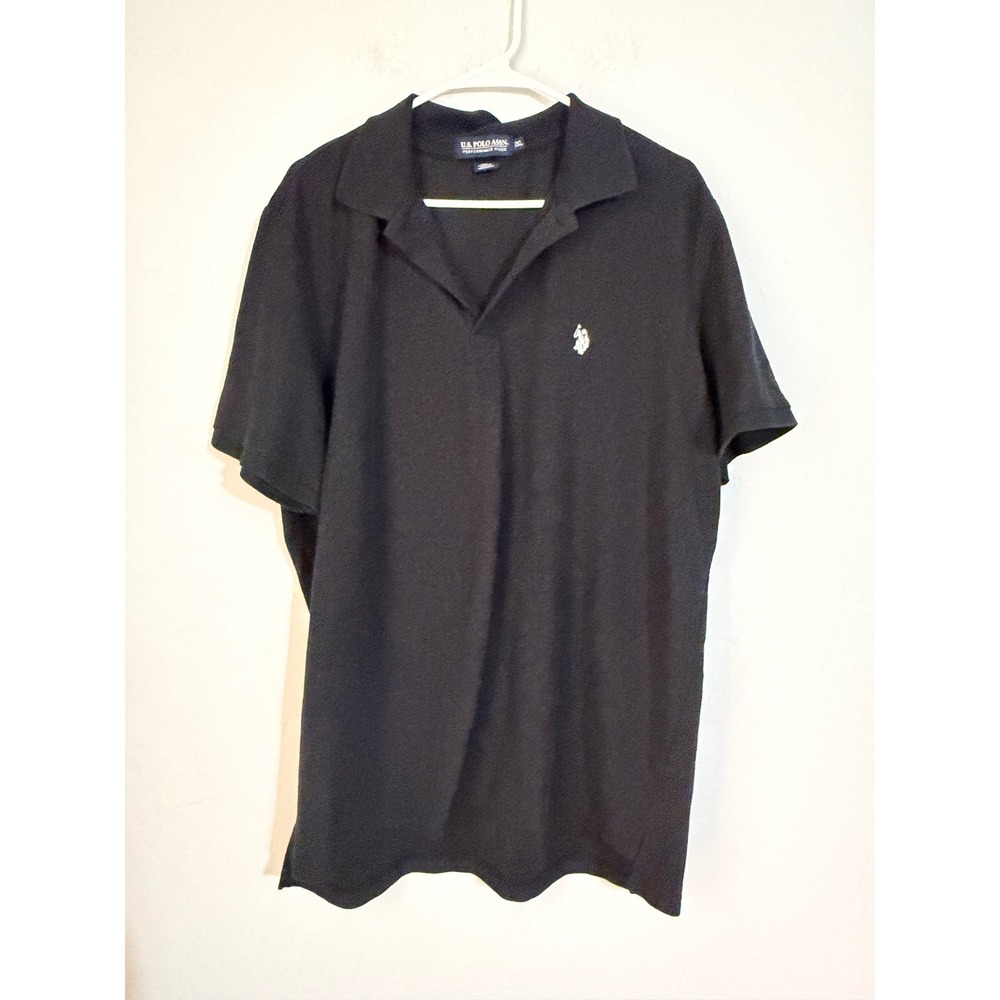 US Polo Assn Mens Black Performance Pique Short Sleeve Polo Shirt Size 2XL